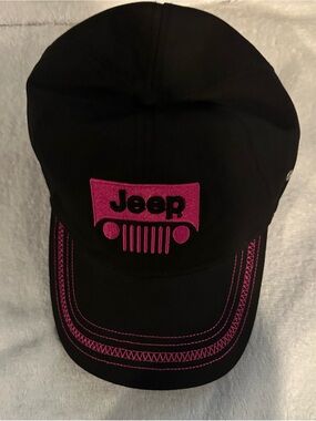 Jeep Black Hat with Pink Logo and Stitching